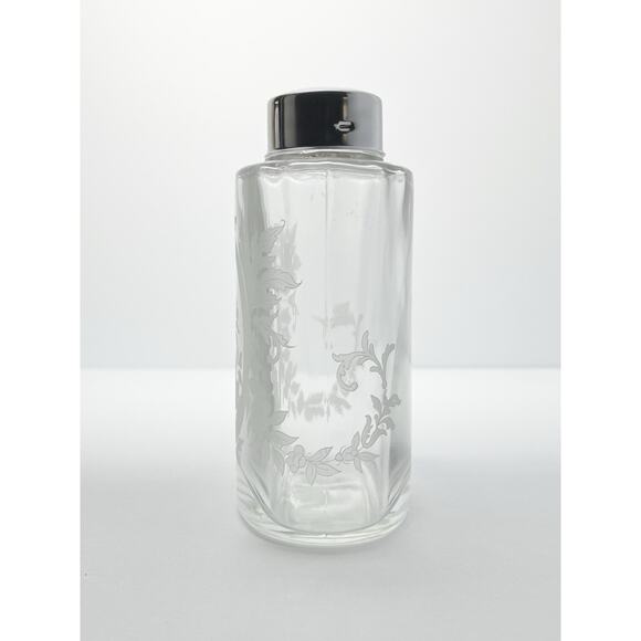 Vintage Large Vanity Perfume Lotion Flask-Shaped Frosted Floral Glass Bottle 5” - Picture 3 of 7